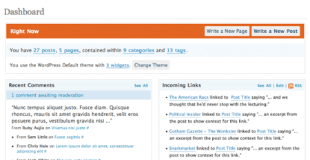 wordpress dashboard