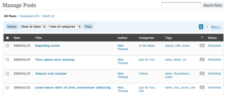 wordpress write page