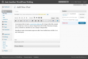 wordpress write new post presentation style