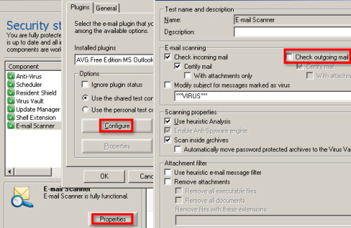 avg antivirus email scanner configuration