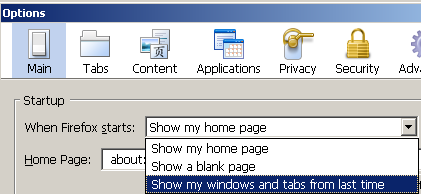 Firefox Tools: Startup Options