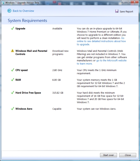 windows 7 upgrade advisor system requirements
