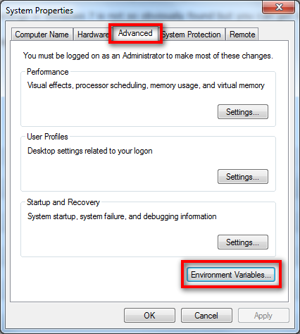 windows 7 advanced environment variables