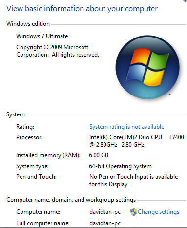 windows 7 ultimate x64 properties