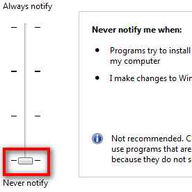 control panel turn off uac windows 7