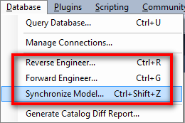 mysql workbench database model engineering sync