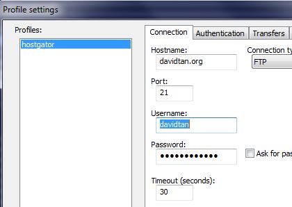 notepad plus nppftp plugin profile settings