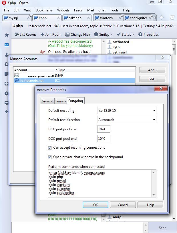 Opera Irc Client Rocks How To Auto Identify Join Channels