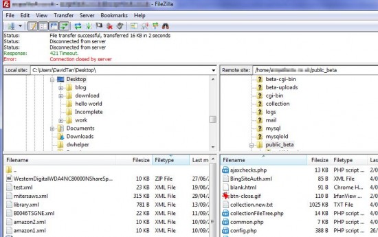 filezilla ftp client