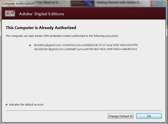 adobe digital edition ADE overdrive authorization